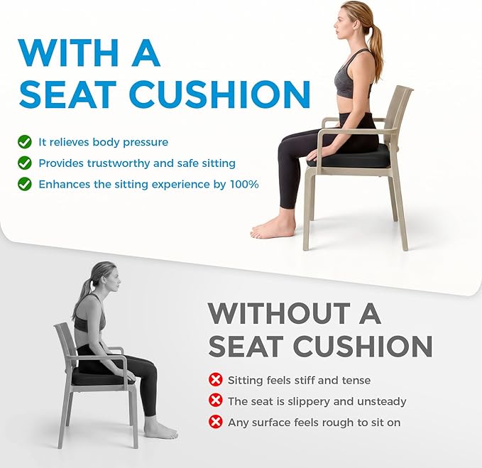 Tsumbay Firm Support Coccyx Cushion for Office Chair - Orthopedic Memory Foam, XL Size (18.5”x16.5”), Tailbone Pain Relief with Removable Washable Cover & Handle for Car, Wheelchair