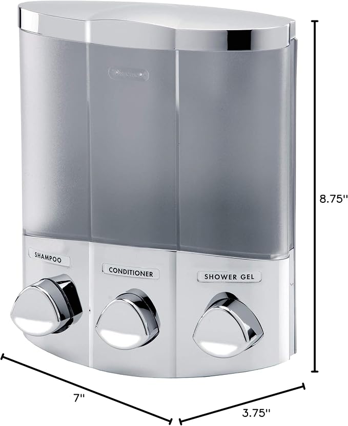 Better Living Products 76344-1 Euro Series TRIO 3-Chamber Soap and Shower Dispenser, Chrome