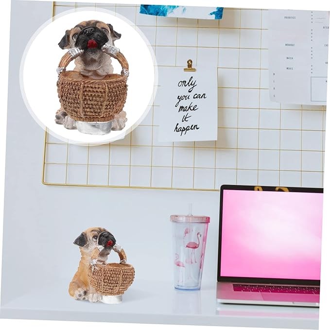 1Pc Cute Puppy Resin Key Holder Tray Multi Functional Storage Basket for Sundries Creative Desktop Adornment for Home Decor for Entryway and Organizing