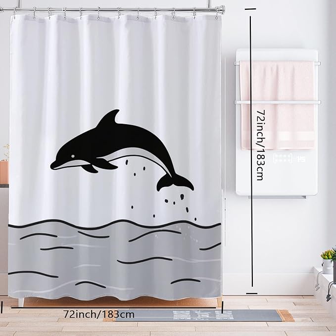 LLSCL Fabric Shower Curtain Liner with Magnets, Waterproof Hotel Quality, 72 x 72 Machine Washable