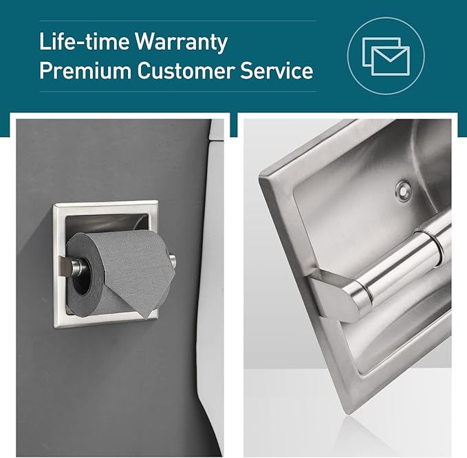 POKIM Recessed Toilet Paper Holder,Stainless Steel in Wall Toilet Paper Roll Holder for Bathroom Insert Design with Mounting Bracket,Commercial Toilet Tissue Dispensers Wall Mount,Brushed Nickel