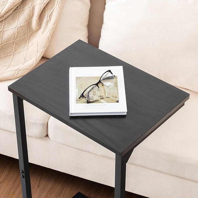 AMHANCIBLE C Shaped End Tables Set of 2, Couch Side Tables that Slide Under, TV Trays for Living Room, Bedroom, Small Space, Sofa, Black HET02BBK