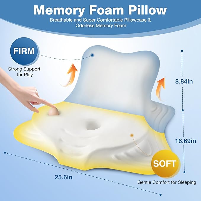 Ciavca Reading Pillow for Bed Adult Rest, Ergonomic Memory Foam Bed Reading Pillow Back Support, Headboard Wedge Pillows for Sitting Up, Chin & Prone Pillows for Watching TV/Couch/Sleeping/Floor