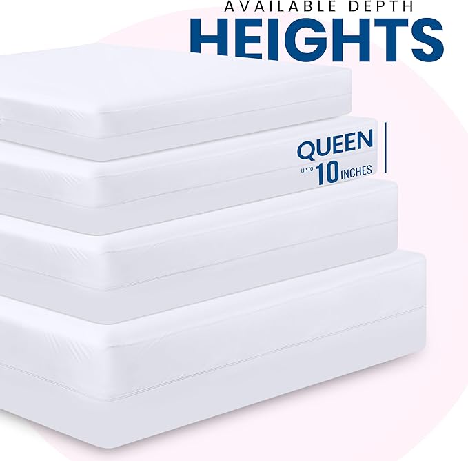 Utopia Bedding Premium Waterproof Bed Bug Mattress Cover, Queen Zippered Mattress Protector, 10 Inches Deep, Dust Mite Proof 6-Sided Mattress Encasement for Bed (Pack of 10)