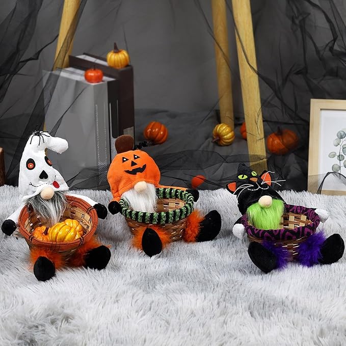 Stylish Decorated Round Basket Portable for Halloween Celebration and Enthusiasts Home Decoration Accessory Home Storage Basket