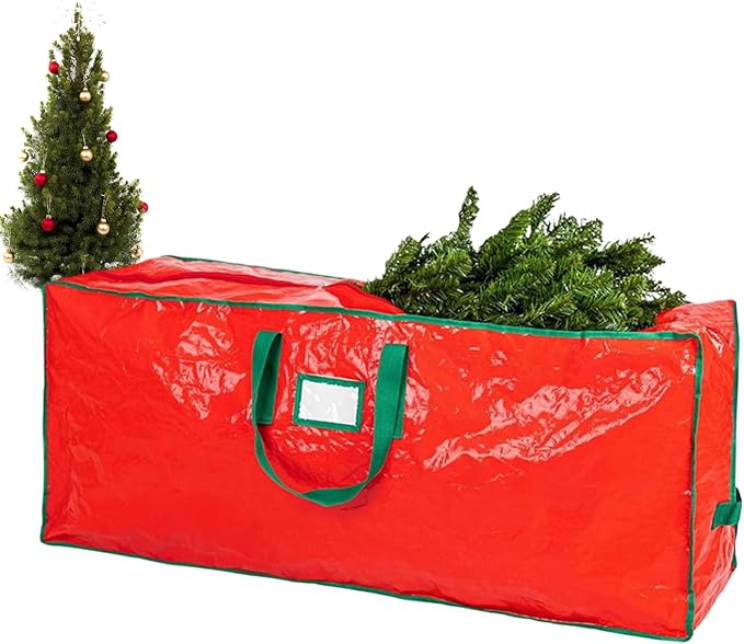 Christmas Tree Bag - Zippered Large Holder Organizer, Heavy Duty Tree Bags with Reinforced Handles for Home, Basement, Garage, Closet, College Dorm, Attic, Easy Storage