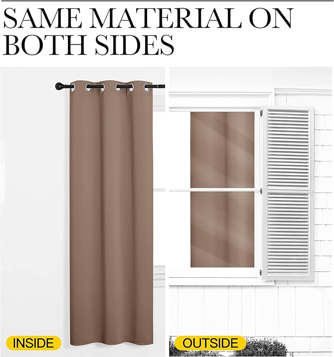 NICETOWN Blackout Window Curtains and Drapes for Kitchen, Set of 2, 29 by 40 Inch, Cappuccino, Window Treatment Thermal Insulated Solid Grommet Blackout Drapery Panels