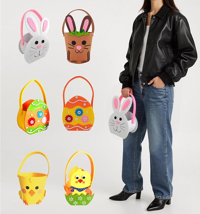 Felt Basket For Kids And Family Holiday Decoration Bag With Carrying Handle Candy Bucket Easters Accessories