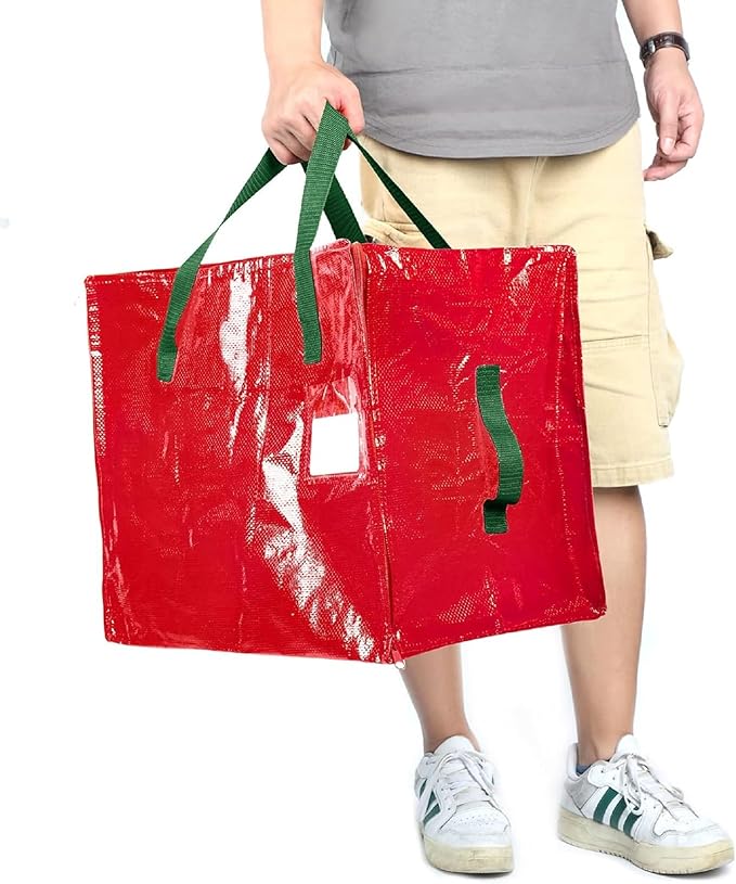 Shappy 6 Pcs Extra Large Storage Bags Jumbo Moving Bags Christmas Ornaments Container Heavy Duty Organizer Storage Bag with Zippers(Red,48 x 20",30 x 16",12 x 12")
