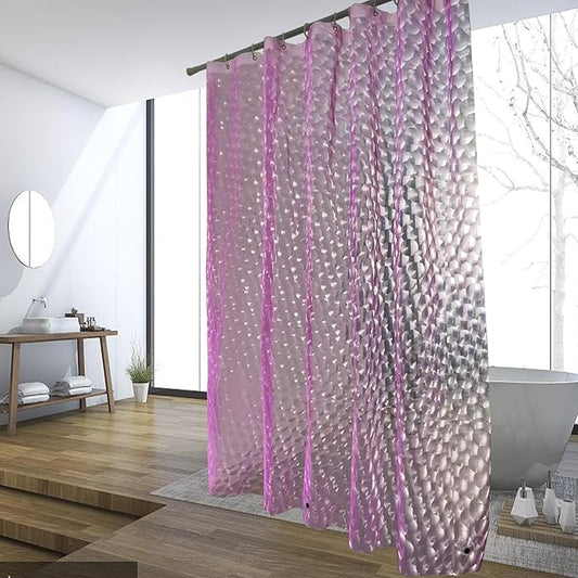 Shower Curtain Liner, 100% Waterproof EVA 3D Shower Curtains with 3 Duty Heavy Bottom Magnets and 12 Rust Proof Grommets, 72x72 Weighted Shower Liner for Shower Stall, Bathtubs (Pink Cube)