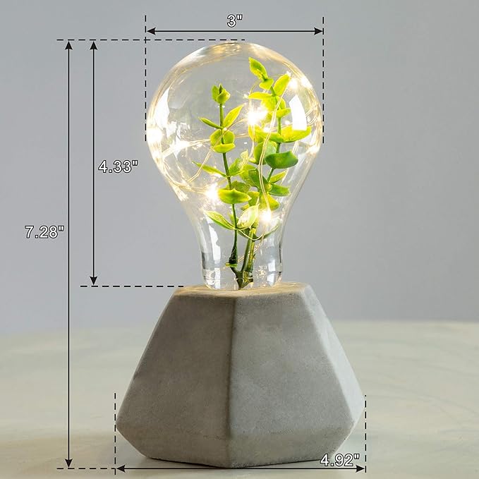 walsport Table Lamp Edison Bulb Night Lights, Concrete Cement Grey Base Nightstand Bedside Lamp, Industrial Minimal Style for Cafe Shop Home Decor Christmas Birthday Gift