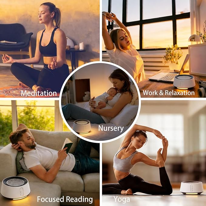 BGOVERSS White Noise Machine with Night Light – 20 Soothing Sounds, 10 Color Lights, 5 Timer Settings & Memory Function, Portable Sleep Sound Machine for Baby Nursery, Kids & Adults, Zebra Wood