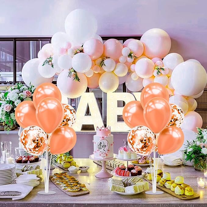 ZJDHPTY Rose Gold Balloon Stand Centerpiece Table Decorations for Birthday Anniversary Engagement Wedding Bridal Shower Graduation Mother's Day Party Decorations New Years Eve 2026(Rose gold set4)