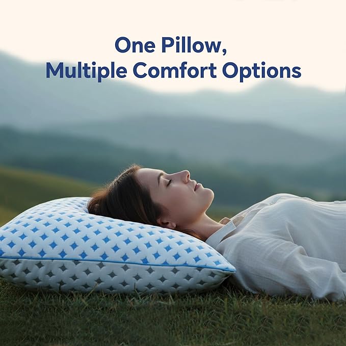 Memory Foam Pillows 2 Pack – Adjustable Loft Cooling Pillows Standard Size Set of 2 for Sleeping, Firm, Supportive, and Breathable Design for Hot, Side, Back, and Stomach Sleepers