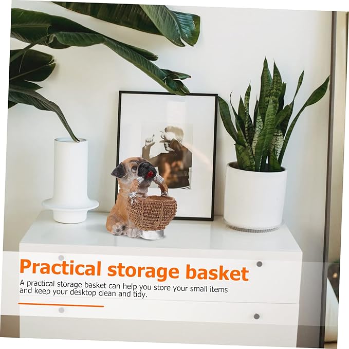 Cabilock Creative Puppy Ornament Storage Container Multi-functional Resin Basket for Keys Items Stylish Desktop Decoration for Home Office and Entryway