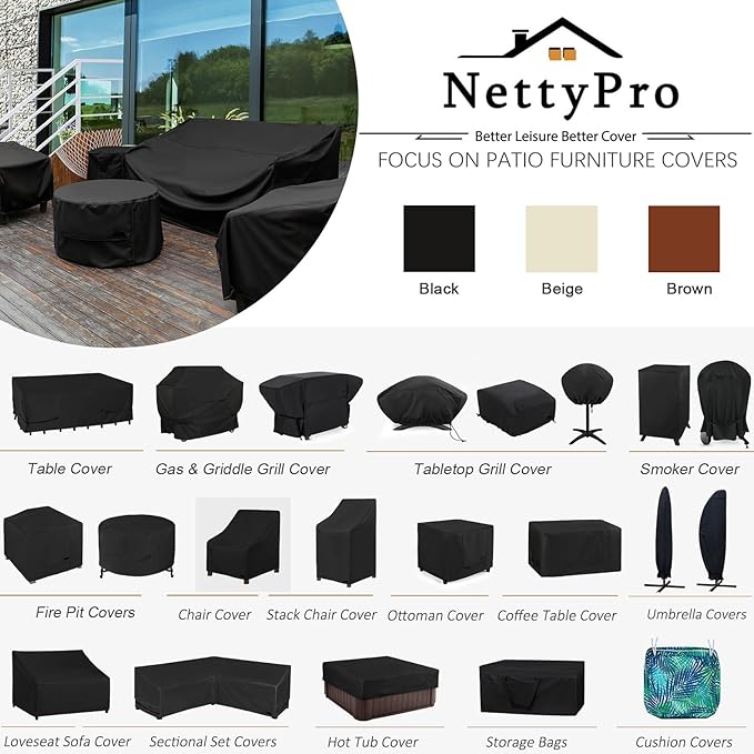 NettyPro Patio Cushion Storage Bags 2 Pack Water-Resistant Extra Large Bag for Outdoor Cushions Heavy Duty Patio Furniture Storage Bag 65 Inch, Black