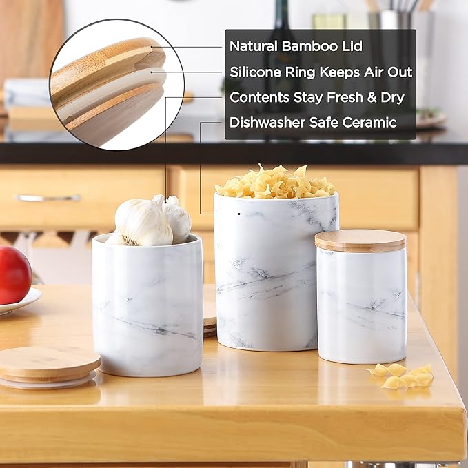 DII Kitchen Accessories Retro Collection Ceramics, Canister Set, Avocado, 3 Piece