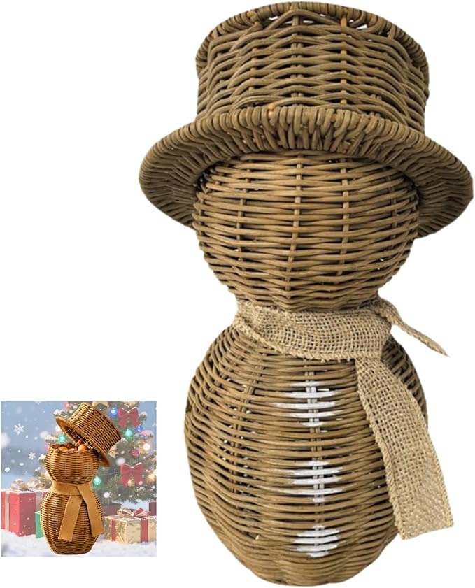 Handmade rattan storage container，Openable storage basket，Christmas ornaments，desktop ornament，Christmas gift，Compatible with living room, dining table, and bedroom (big)