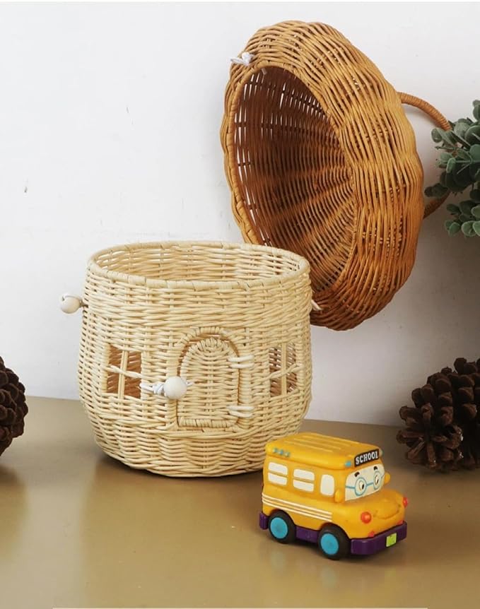 Handmade Rattan Mushroom Shaped Storage Basket - Cute Handmade Decorative Craft, red, Easy to use