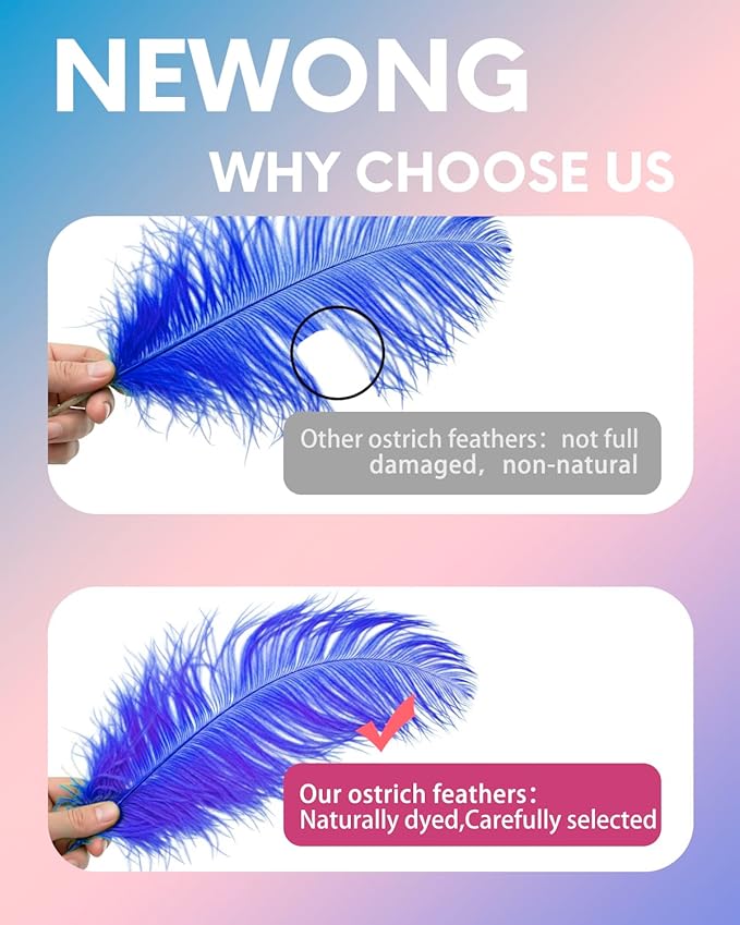 30pcs Royal Blue Ostrich Feathers Natural Bulk 9-12in（23-30cm） Vase Craft Wedding Home Party Centerpieces Christmas Day Decoration