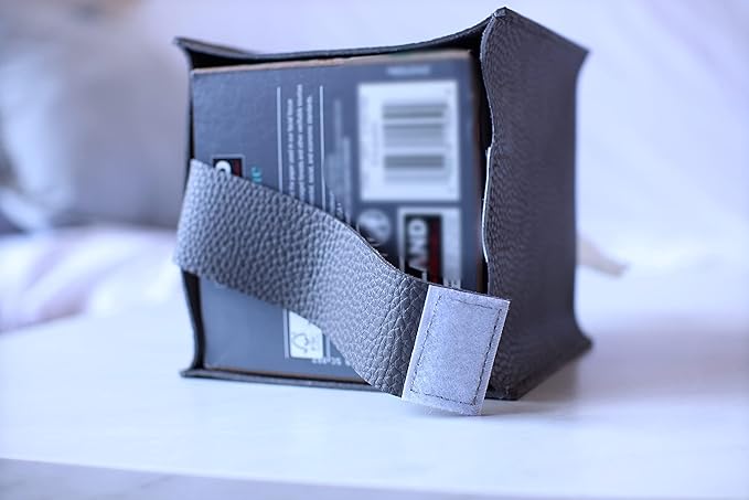 Tissue Box Cover Holder, Square with Bottom Belt by Carrot's Den - PU Leather Decorative Organizer for Tabletop, Bathroom, Car, Office | Lavender