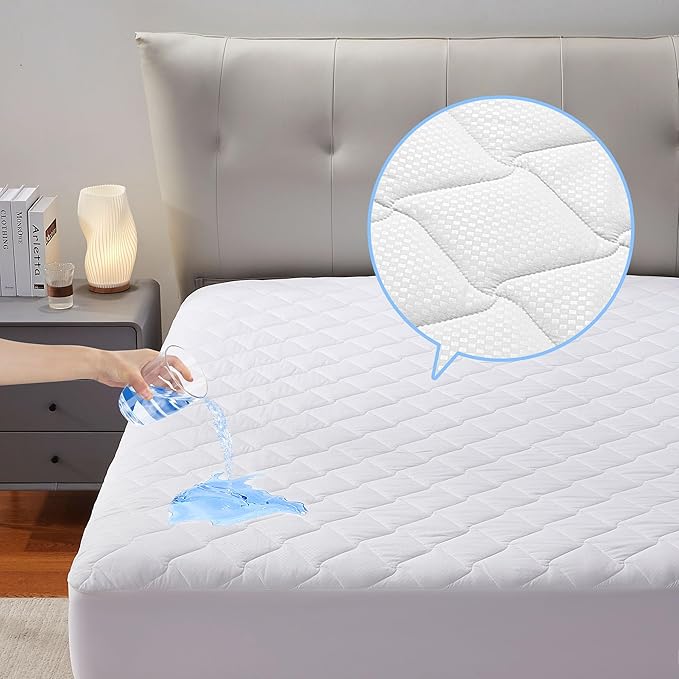 SLEEP ZONE Waterproof Mattress Protector Pad Twin XL Machine Washable, Breathable Mattress Topper with Deep Pockets, All-Season Use, Hotel Quality (Twin XL, White)