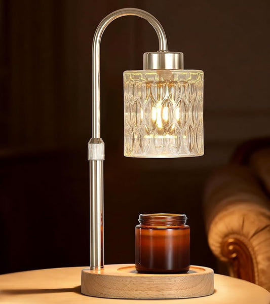 MEIXISUE Gold Candle Warmer Lamp with Dimmer and Timer,Home Decor Lamp for Scented Jar,Electric Wax Melt Warmer,Mother's Day/Birthday/Christmas Gifts for Mom/Wife,Adjustable Height,with 2 Bulbs