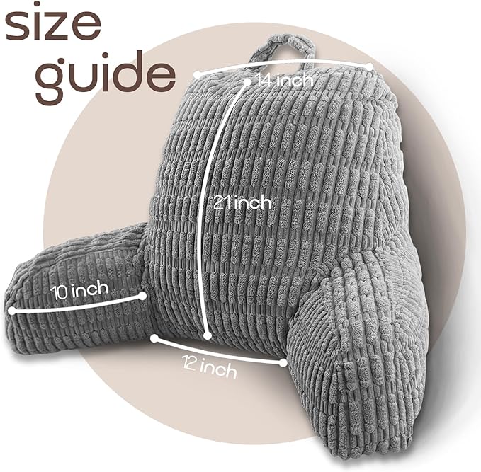 Reading Pillows for Sitting in Bed Adult, Back Rest Pillow for Sitting Up in Bed and Couch, Back Support Chair Pillow Support for Adult Backrest Pillows for Reading (Dark Grey 21 Inch)