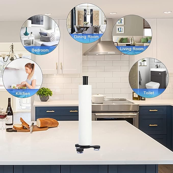 Black Kitchen Roll Holders Free Standing Paper Towel Holder, Premium Stainless Steel Kitchen Towel Holder for Kitchen Rolls Organizer, Classic Fashion Kitchen Roll Dispenser Suit for Any Kitchen
