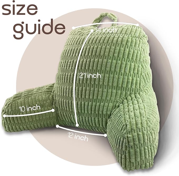 Reading Pillows for Sitting in Bed Adult, Back Rest Pillow for Sitting Up in Bed and Couch, Back Support Chair Pillow Support for Adult Backrest Pillows for Reading (Sage Green 21 Inch)