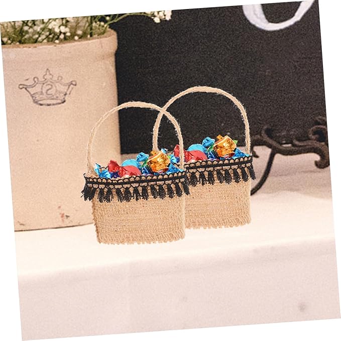 SHOWERORO 5pcs Miniature Flower Holder Bags for Wedding Parties Decorative Candy Storage Pouches Versatile Little Baskets with Handles for Festivals and Celebrations