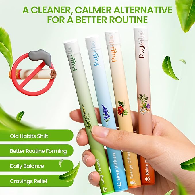 Herbal Diffuser Quartet, Lung, Sleep, Energy & Relax Diffuser with Extract of Mullein, Melatonin, Natural Caffeine and Chamomile, 100% Natural Swap, Complete Wellness Quartet, 600 Uses Each