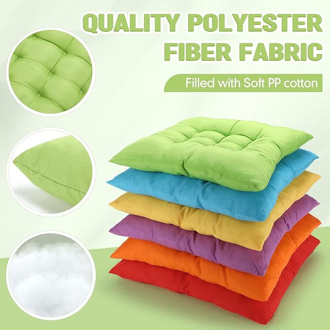 Geetery 24 Pcs Floor Pillows Bulk Seating Cushions for Floor Chair 15.7'' Large Meditation Cushion for Yoga Living Room Tatami Bedroom Balcony Office (Bright Color,Square)