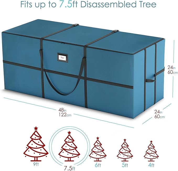Clara Clark Christmas Tree Storage Bag - Extra Wide Xmas Tree Storage Box Container Made from Durable Oxoford 600D Waterproof Fabric with Handles & Dual Zipper (3, 7.5 ft)