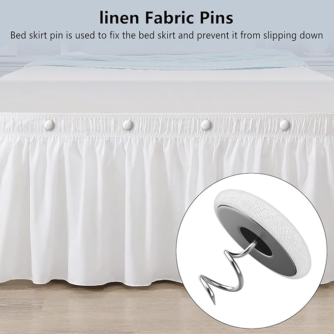 12 Colors Fabric Covered Button Twist Pins Dust Ruffle Pins- for Sofa，Upholstery，Armchair Caddies, Armrest Covers,Bed Skirts, Slipcovers, Headliners (12, Rice White)