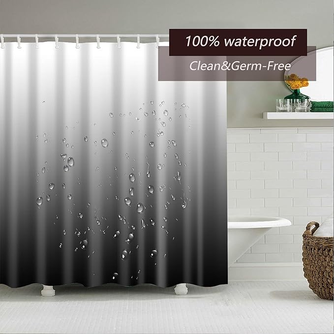 TIKABC Shower Curtain Liner, Grey Lightweight Shower Curtain Liners, Plastic Shower Curtains, 72x72 inch PEVA Shower Liner with 12 Grommet Holes 3 Magnetic Weights