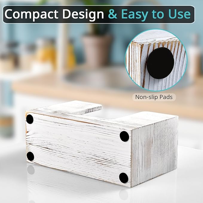 Paper Towel Dispenser Countertop, White Washed Wood Bathroom Paper Towel Holder, Napkin Holder for Kitchen, Countertop Multifold C-Fold, Z-Fold, Trifold Paper Hand Towel Dispenser for Toilet