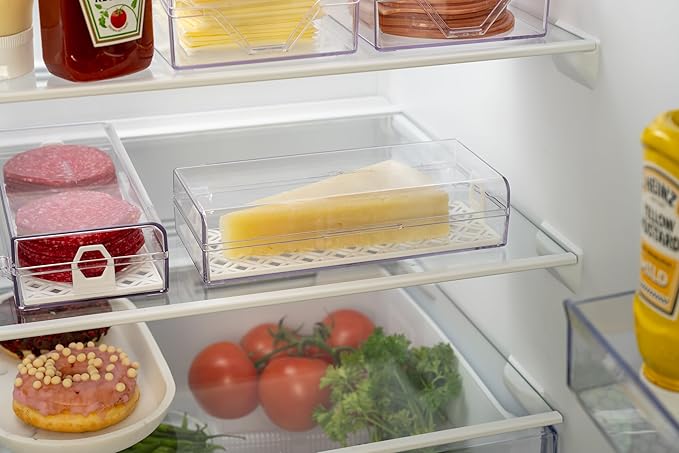 Pikanty Cheese Keeper | Storage Container for Fridge | Food Box with Hinged Lid and Removable Tray | Sliced Cheese Organizer | Made in USA