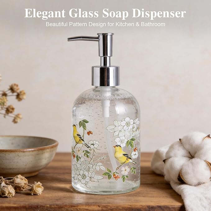 Topadorn 17oz Glass Soap Dispenser with Plastic Pump for Kitchen and Bathroom, Refillable Clear Bottle for Dish Soap & Hand Soap