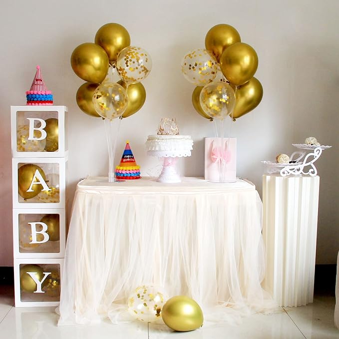 ZJDHPTY Gold Party Decorations 4Set Balloon Stand Table Centerpieces for Birthday Bridal Shower Wedding Anniversary Engagement Mother's Day Father's Day Graduation Decorations 2026 New Years Eve