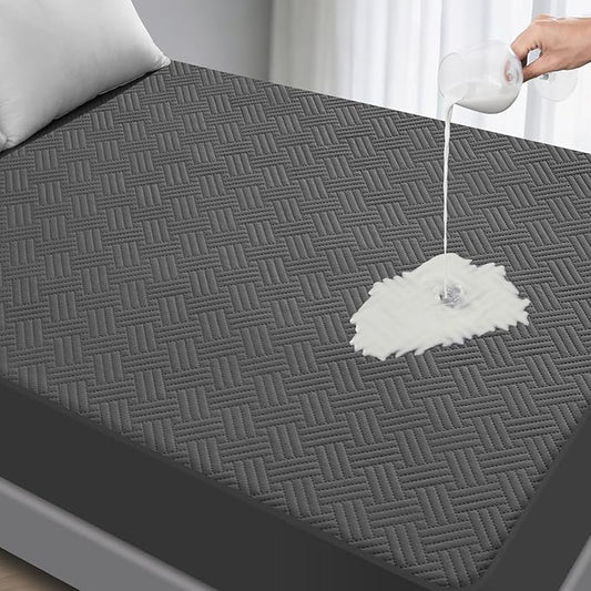 GOPOONY Waterproof Mattress Protector Twin XL Size - Breathable, Noiseless, Ultra-Soft Bed Cover, Mattress Pad Cover with Deep Stretchable Pockets 8"-21" (Gray)