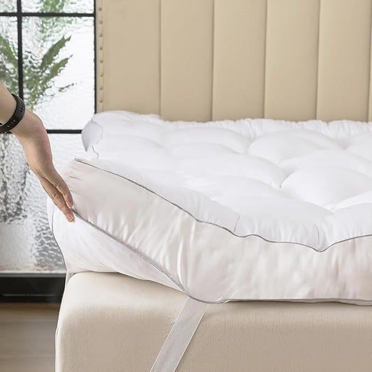SHOUREN Memory Foam Mattress Topper Queen for Back Pain Relief, 2~3In Thick Plush Gel Foam Bed Topper 1700 GSM, Smooth & Supportive Pressure Relief, 80" x 60"
