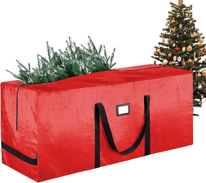 Christmas Tree Storage Box – High-performance, Zippered Large Holder, Organizer Heavy Duty Bags, Reinforced Handles Home Basement Garage | Home Basement Garage Closet College Dorm Attic Ergonomic