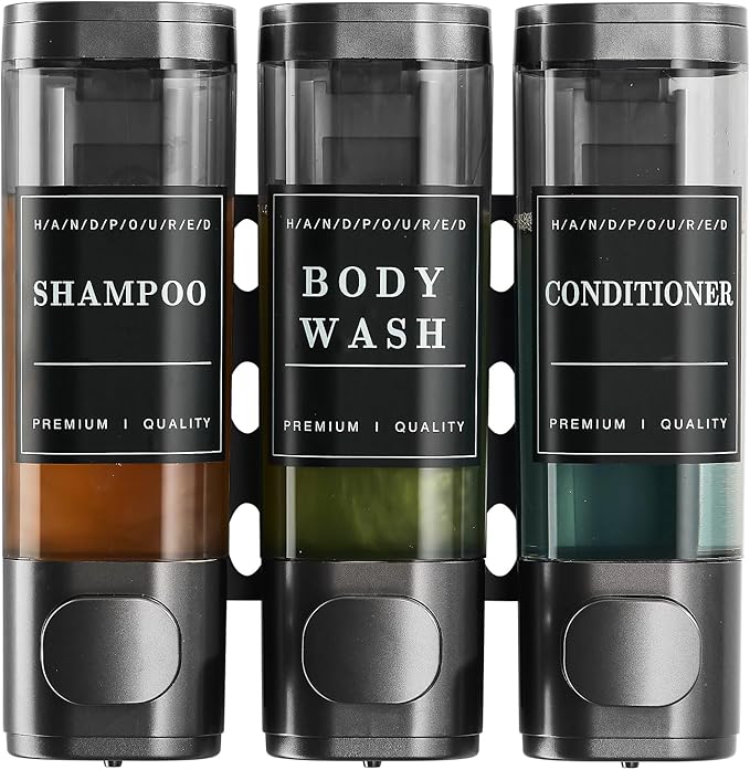 Shower Soap Dispenser Wall Mounted No Drill Shampoo Dispenser for Shower Wall Shampoo and Conditioner Dispenser Bathroom Hotel 3 * 300ml Gungray