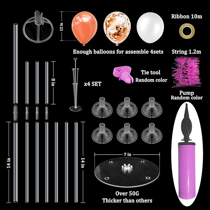 ZJDHPTY Rose Gold Balloon Stand Centerpiece Table Decorations for Birthday Anniversary Engagement Wedding Bridal Shower Graduation Mother's Day Party Decorations New Years Eve 2026(Rose gold set4)