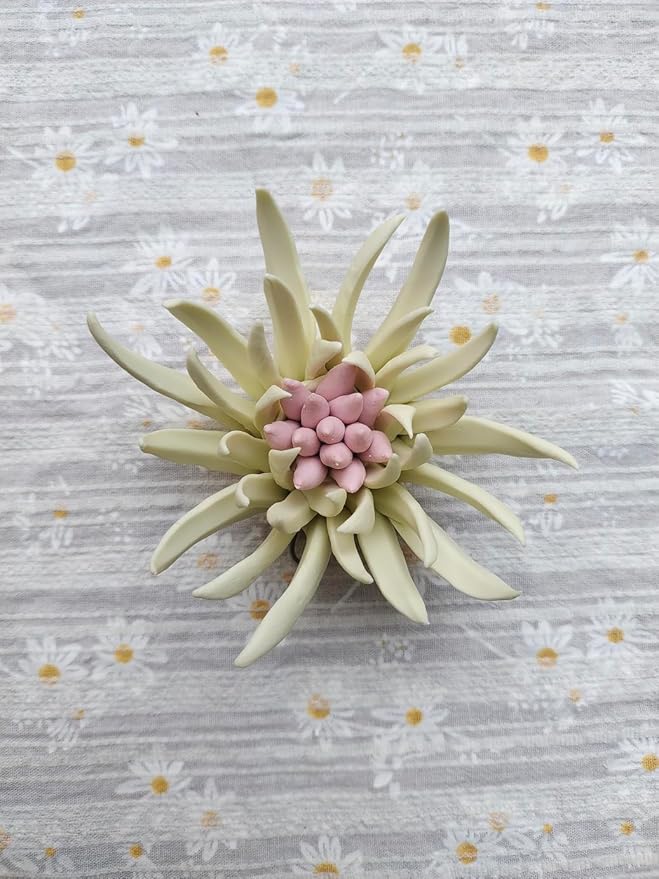Yimi 3D Handmade Porcelain Flower Wall Art Decor, 3.54" Ceramic Wall Decor, Modern Floral Wall Art, Indoor Wall Mount, Unframed, Yellow & White, Living Room, Bedroom, Kitchen