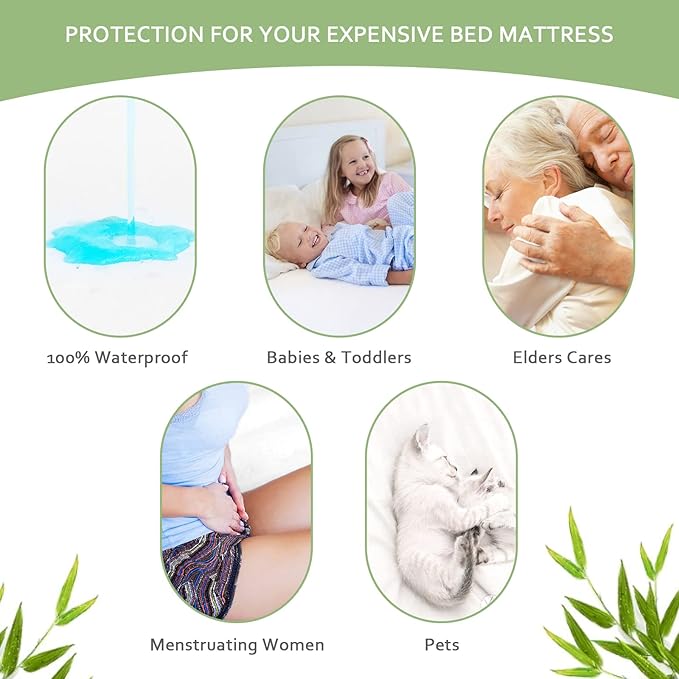 King Mattress Protector, Skin Friendly and Breathable King Size Mattress Cover, Viscose Cooling Jersey Mattress Pad with 18" Deep Pocket