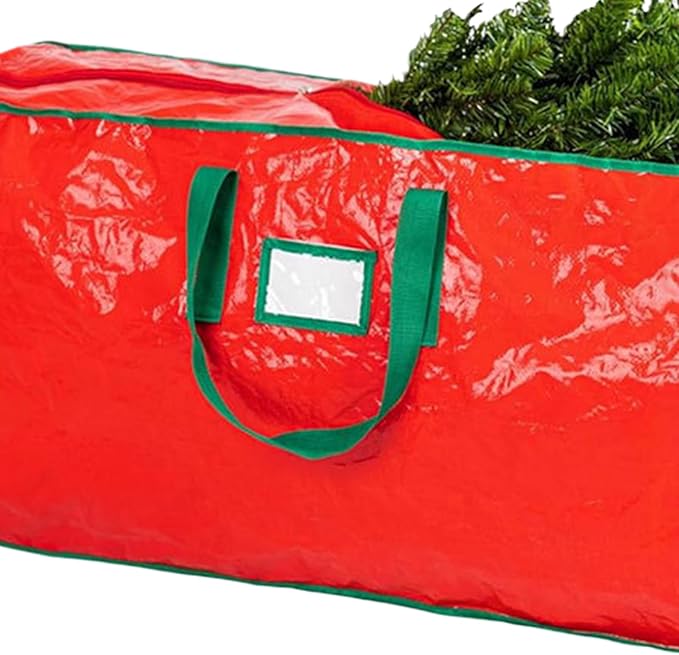 Christmas Tree Bag - Spacious Holiday Storage Envelope, Industrial Grade Packing Wrapper, Durable Strap Lifting Tote | Indoor Shelving Spaces Apartments Utility Rooms Offseason Decoration Keeping