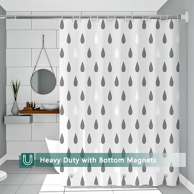Shower Curtain Liner, 100% Waterproof Peva Shower Curtains with 3 Duty Heavy Bottom Magnets and 12 Rust Proof Grommets, 72x72 Weighted Shower Liner for Shower Stall, Bathtubs
