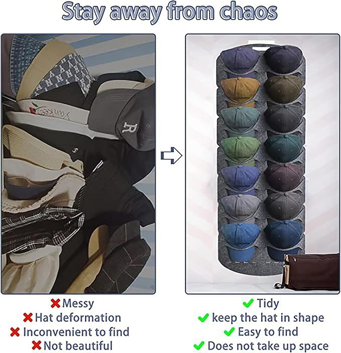 Hanging Hat Organizers for Bedroom Closet Space Saving Wall Door Back Display Rack Baseball Cap Felt Storage Holders Wholesale